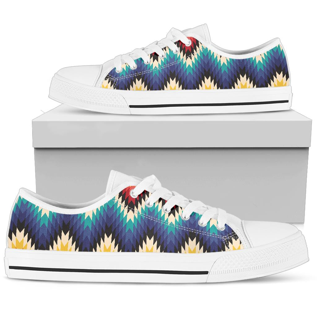 Tribal Aztec White Bottom Low Top Shoes