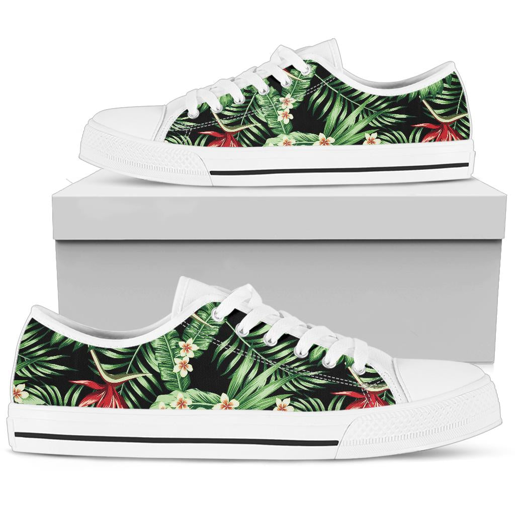 Bird Of Paradise Pattern Print Design BOP05 White Bottom Low Top Shoes