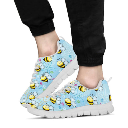 Bee Pattern Print Design BEE03 Sneakers White Bottom Shoes