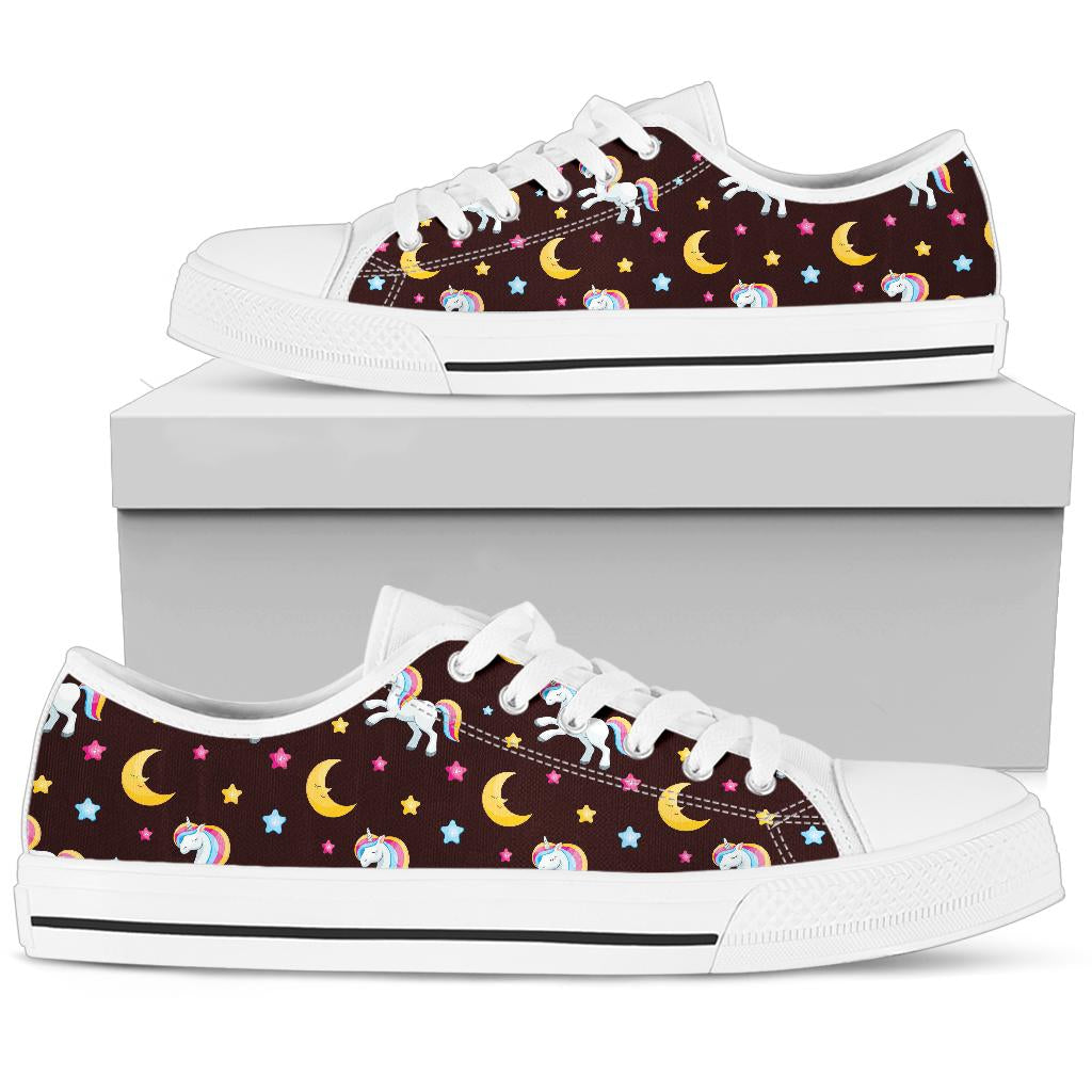 Unicorn Moon Star White Bottom Low Top Shoes