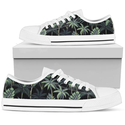 Rainforest Pattern Print Design RF02 White Bottom Low Top Shoes