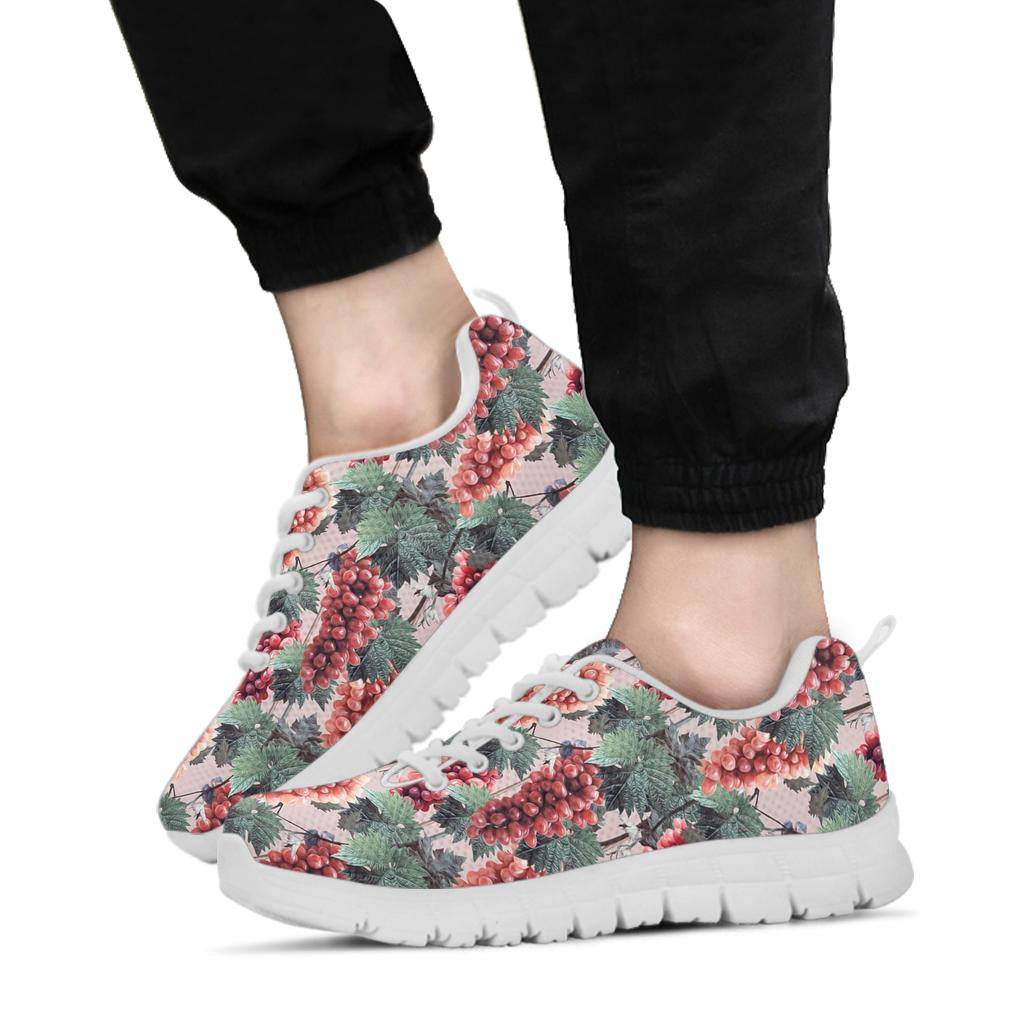 Grape Pattern Print Design GP01 Sneakers White Bottom Shoes
