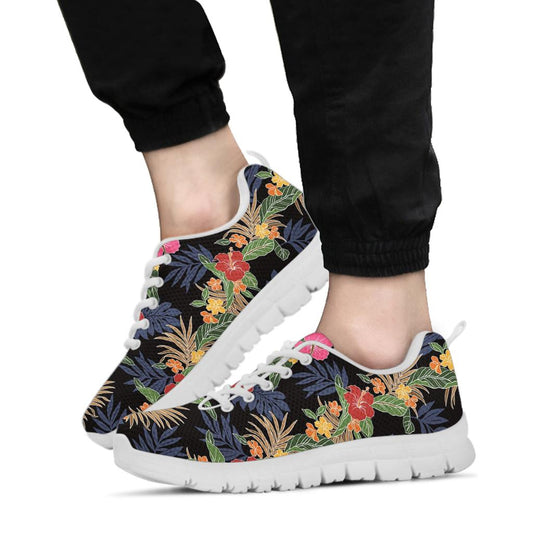 Hawaiian Themed Pattern Print Design H011 Sneakers White Bottom Shoes
