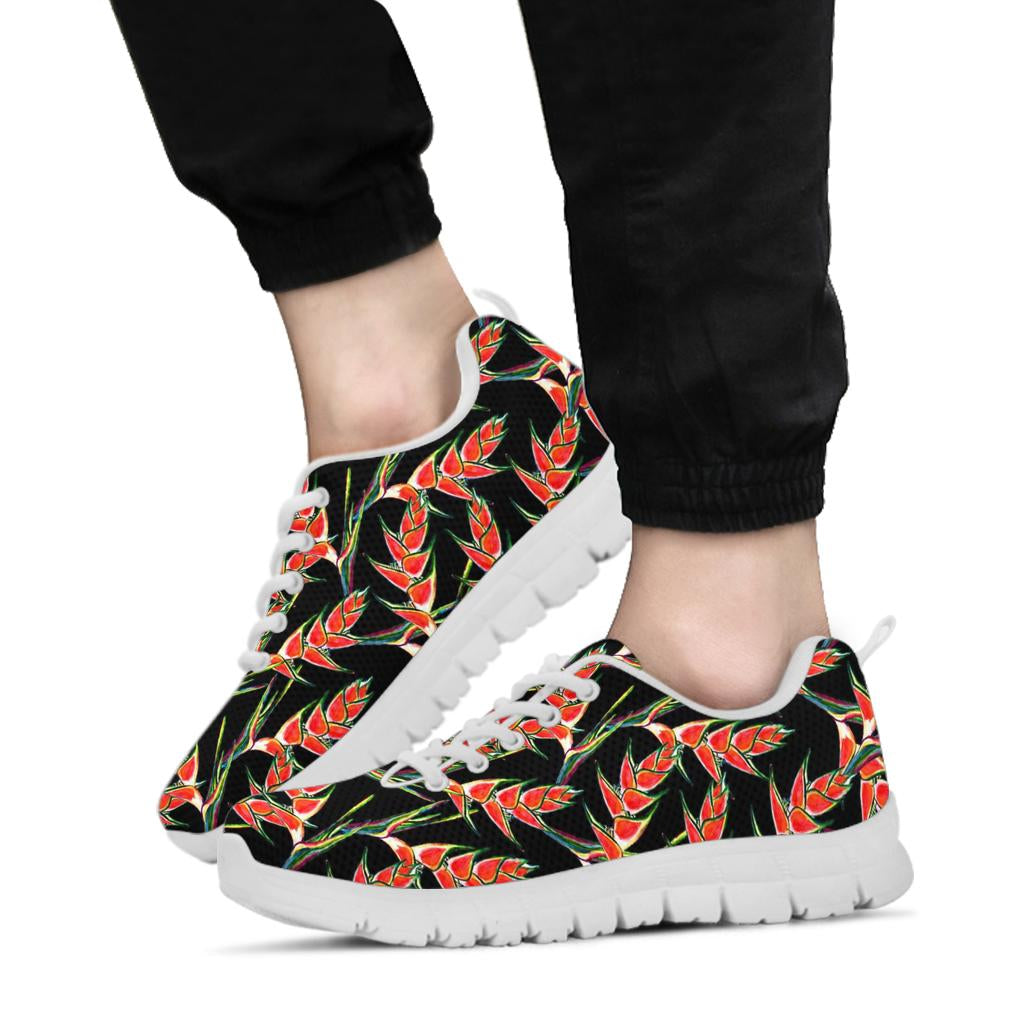 Heliconia Pattern Print Design HL010 Sneakers White Bottom Shoes