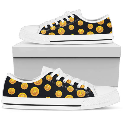 Bitcoin Pattern Print Design DO04 White Bottom Low Top Shoes