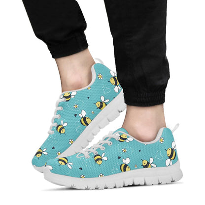 Bee Pattern Print Design BEE02 Sneakers White Bottom Shoes