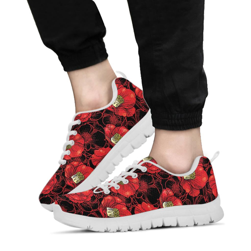 Camellia Pattern Print Design CM06 Sneakers White Bottom Shoes