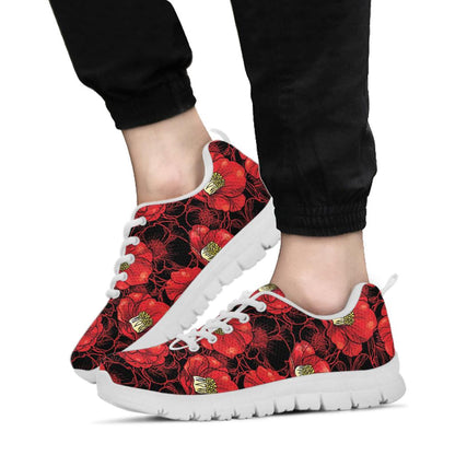 Camellia Pattern Print Design CM06 Sneakers White Bottom Shoes