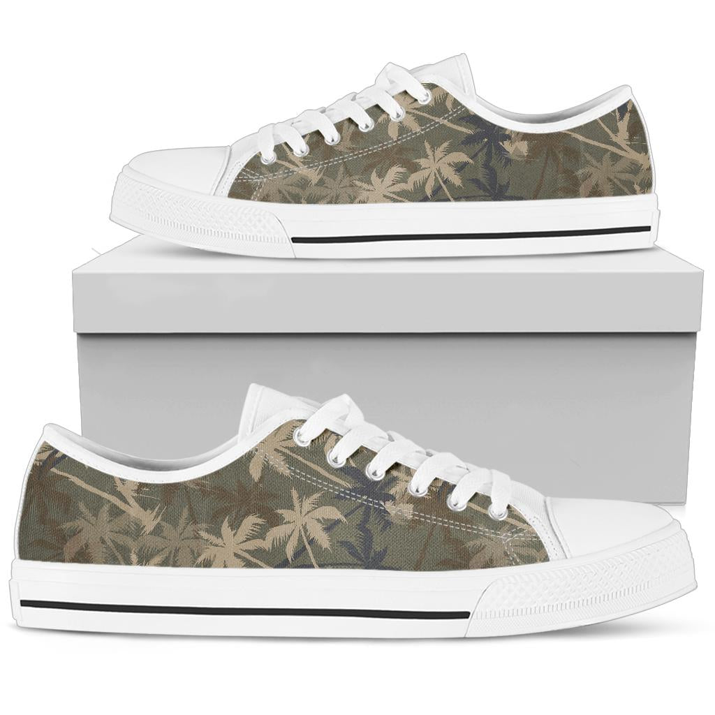 Palm Tree camouflage White Bottom Low Top Shoes