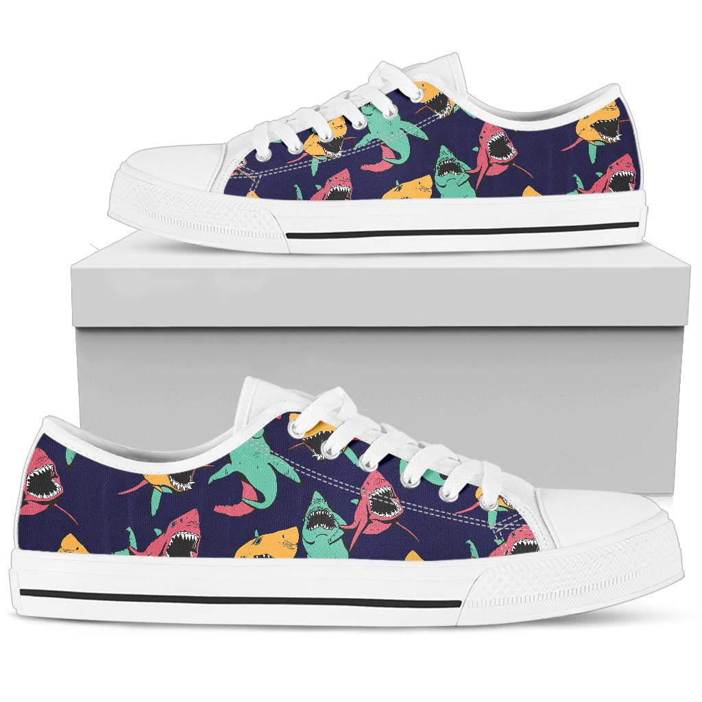 Shark Bite Pattern White Bottom Low Top Shoes – JorJune