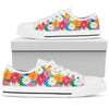 Daisy Pattern Print Design DS05 White Bottom Low Top Shoes