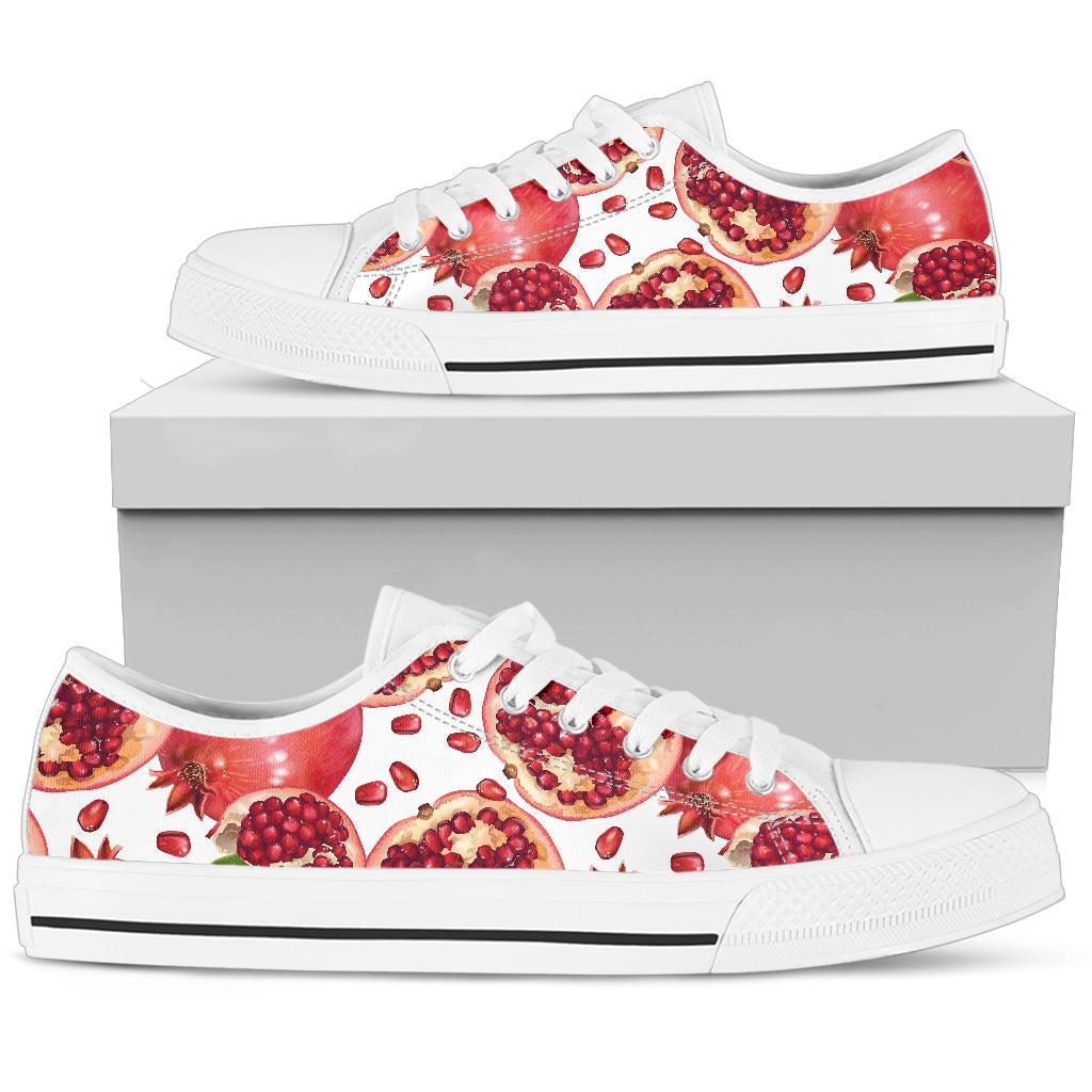 Pomegranate Pattern Print Design PG03 White Bottom Low Top Shoes
