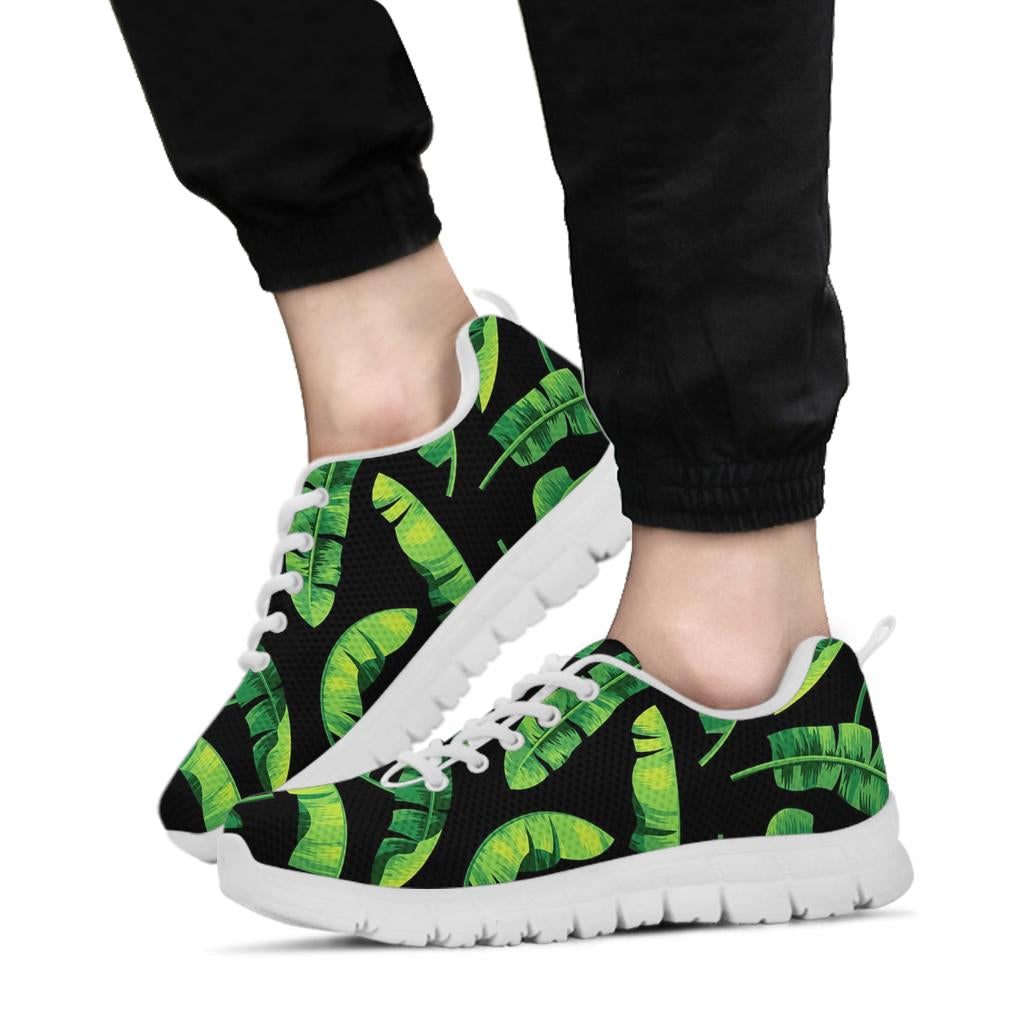 Banana Leaf Pattern Print Design BL02 Sneakers White Bottom Shoes