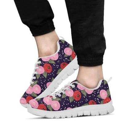 Camellia Pattern Print Design CM02 Sneakers White Bottom Shoes