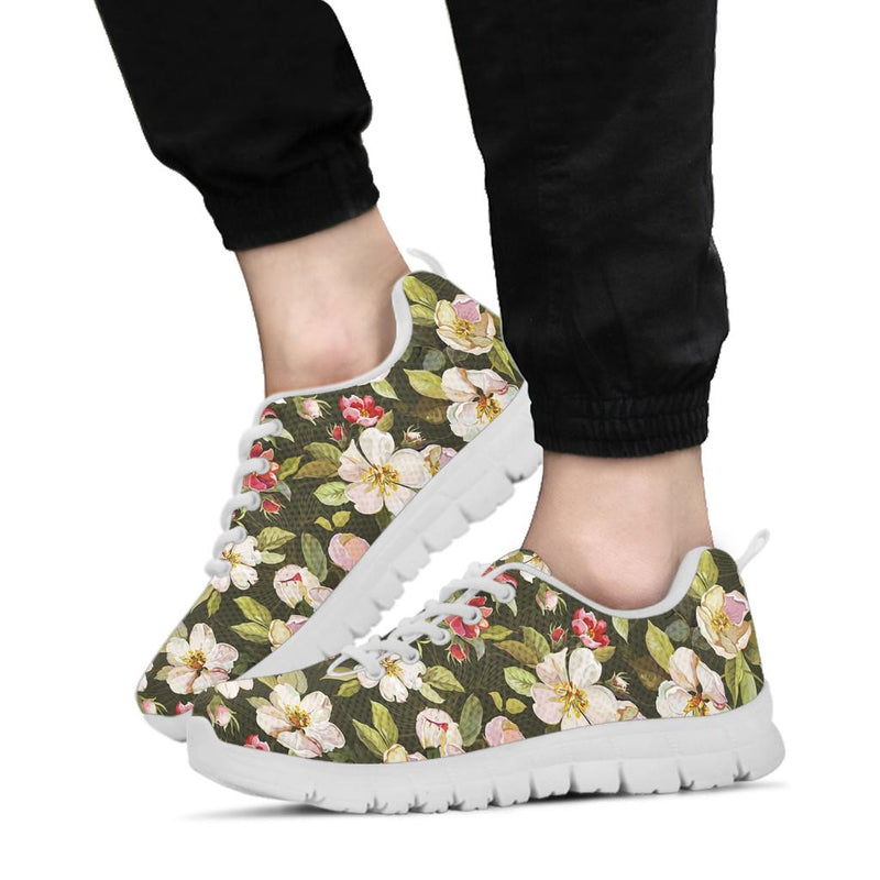 Apple blossom Pattern Print Design AB01 Sneakers White Bottom Shoes