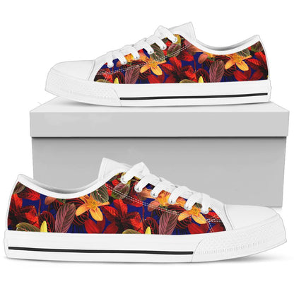 Lily Pattern Print Design LY014 White Bottom Low Top Shoes