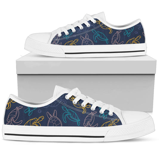 Sea Turtle Baby Print White Bottom Low Top Shoes