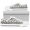 Hand draw Tribal Aztec White Bottom Low Top Shoes