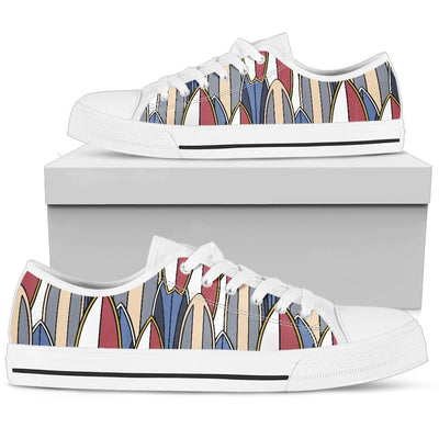 Surf board Pattern White Bottom Low Top Shoes