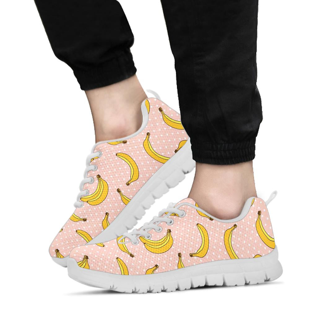 Banana Pattern Print Design BA06 Sneakers White Bottom Shoes
