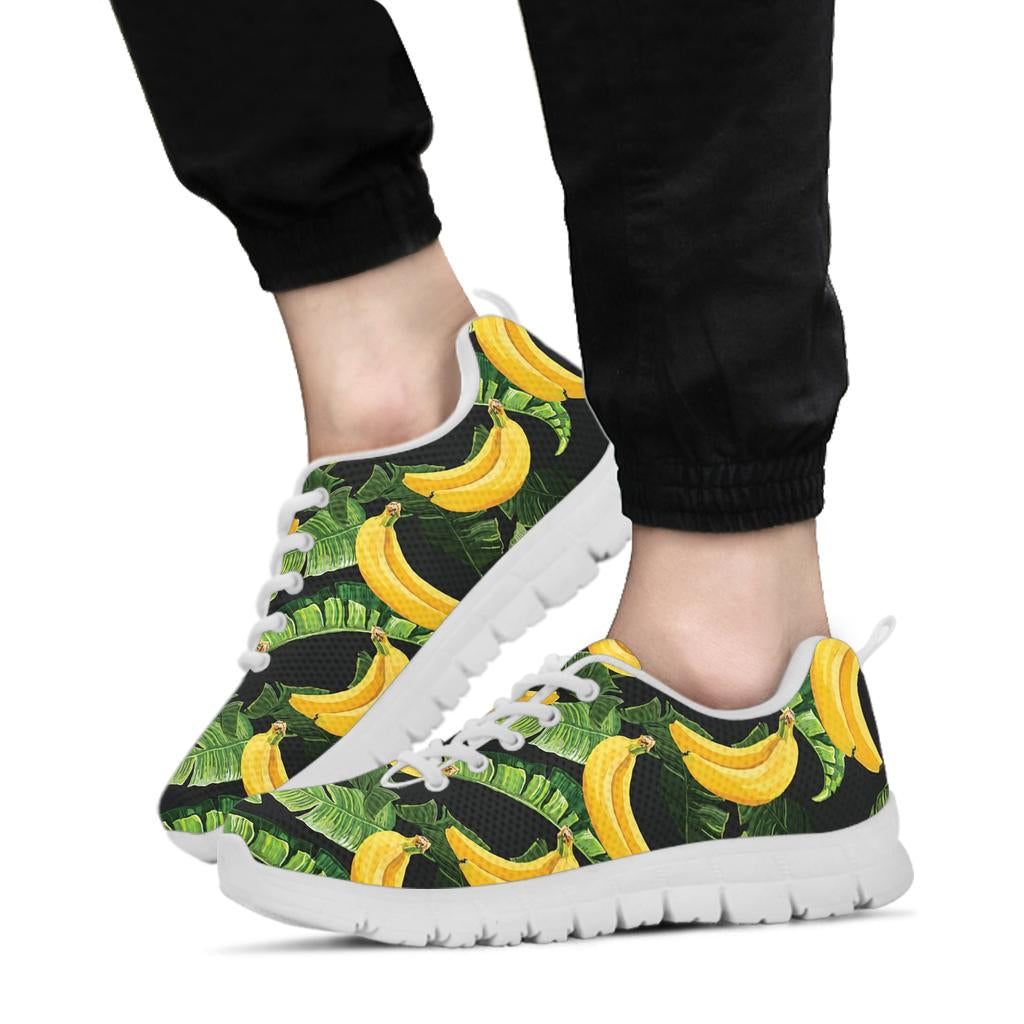 Banana Pattern Print Design BA01 Sneakers White Bottom Shoes