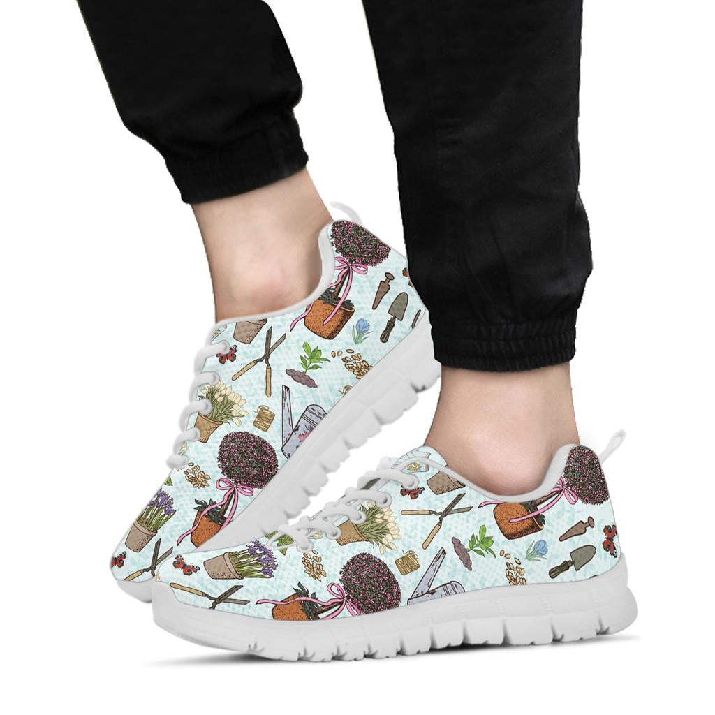 Gardening Pattern Print Design G01 Sneakers White Bottom Shoes