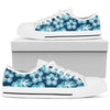 Blue Hibiscus Pattern Print Design HB011 White Bottom Low Top Shoes