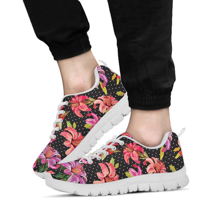 Lily Pattern Print Design LY012 Sneakers White Bottom Shoes