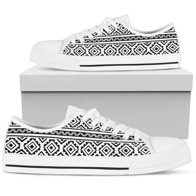 Sea Turtle Tribal Aztec White Bottom Low Top Shoes