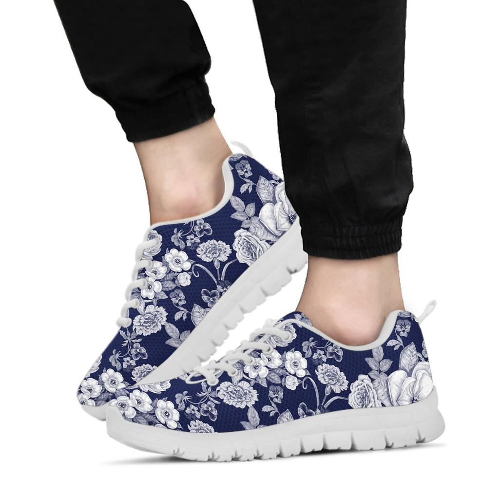 Floral Infrared Pattern Sneakers White Bottom Shoes