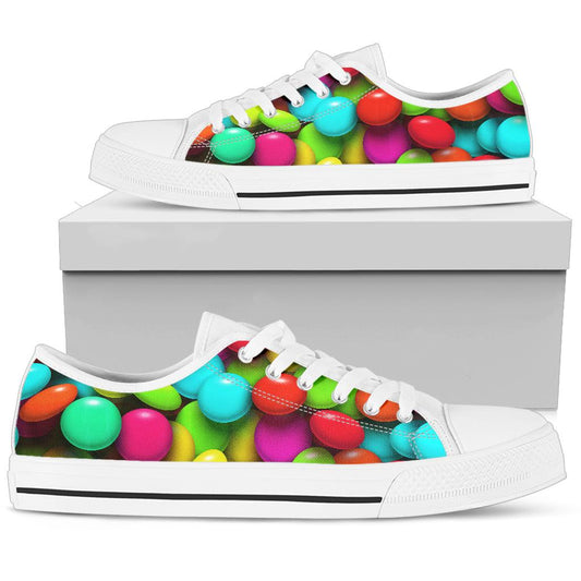 Candy Pattern Print Design CA03 White Bottom Low Top Shoes