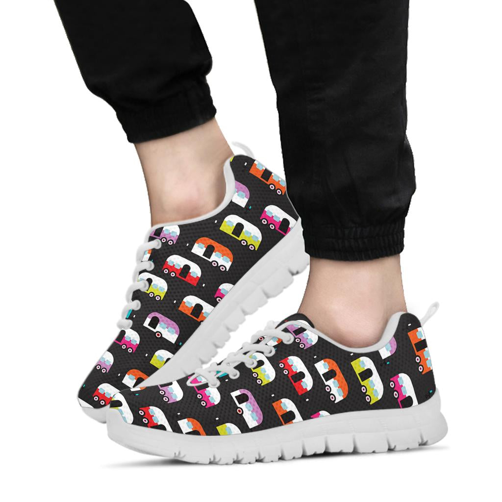 Camper Caravan Pattern Sneakers White Bottom Shoes