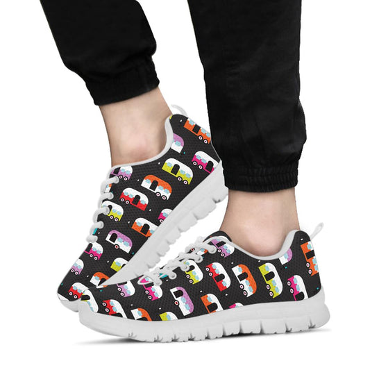 Camper Caravan Pattern Sneakers White Bottom Shoes