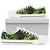 Green Neon Tropical Palm Leaves White Bottom Low Top Shoes