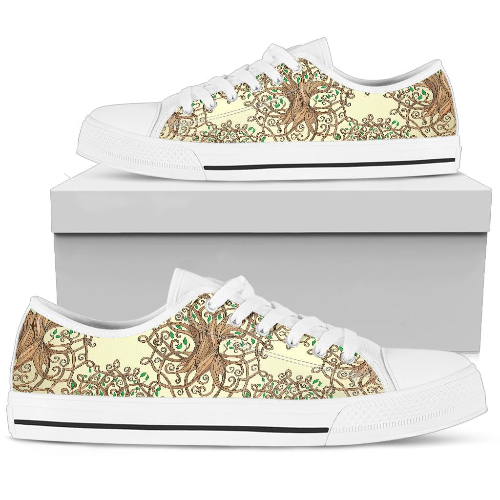 Celtic Tree of life White Bottom Low Top Shoes