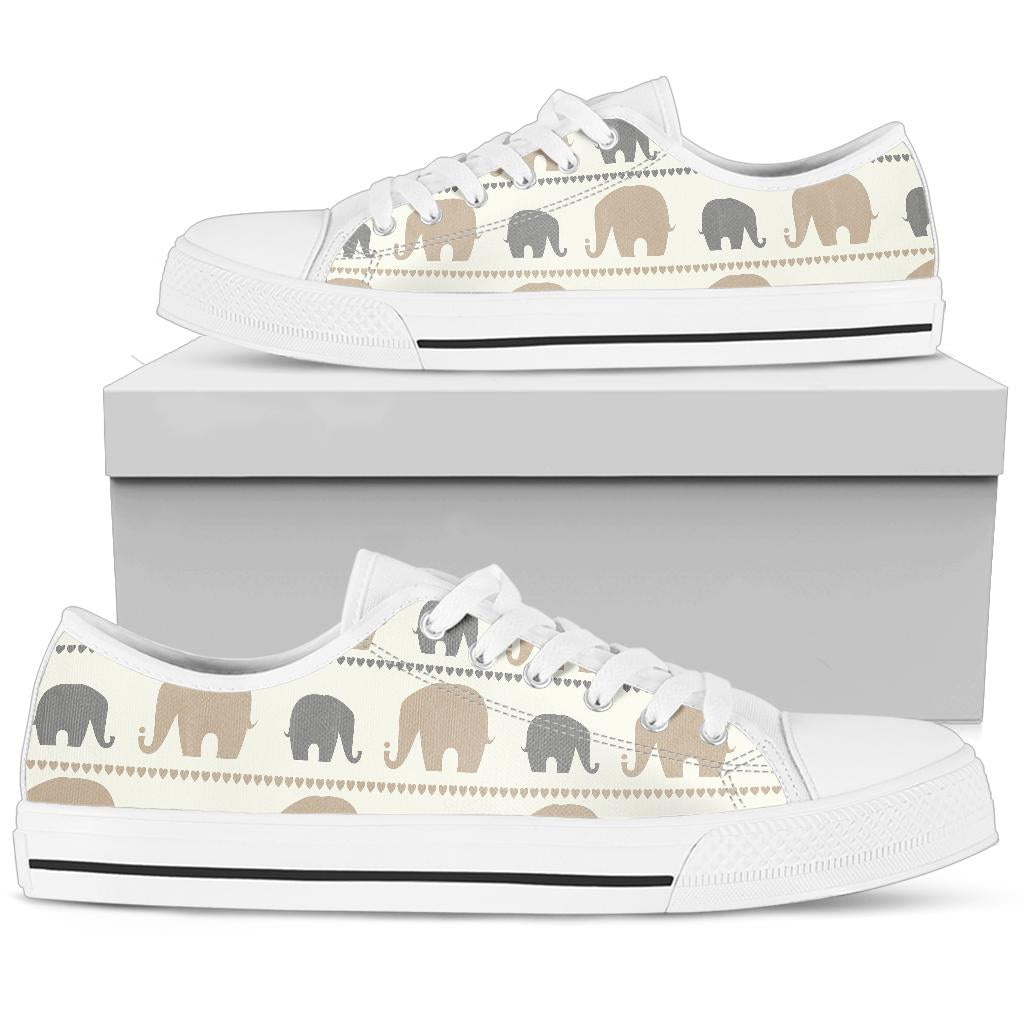 Elephant Cute White Bottom Low Top Shoes