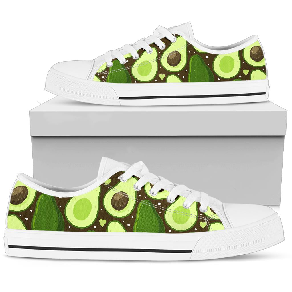 Avocado Pattern Print Design AC04 White Bottom Low Top Shoes