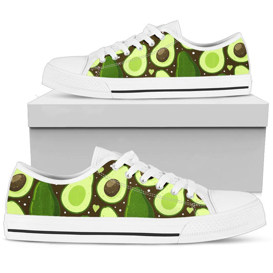 Avocado Pattern Print Design AC04 White Bottom Low Top Shoes