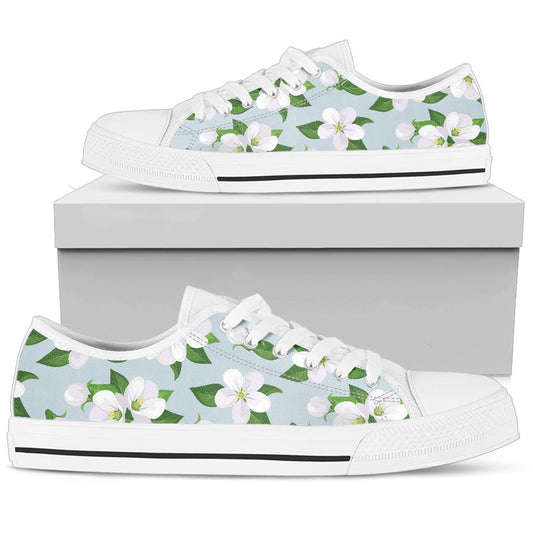 Apple blossom Pattern Print Design AB04 White Bottom Low Top Shoes