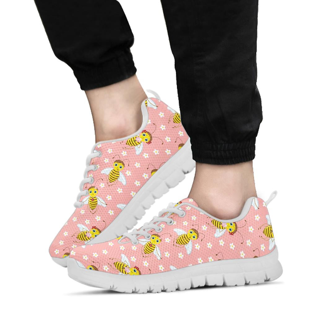 Bee Pattern Print Design BEE07 Sneakers White Bottom Shoes