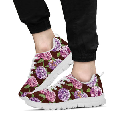 Hydrangea Pattern Print Design HD08 Sneakers White Bottom Shoes