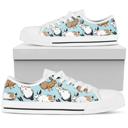 Rabbit Pattern Print Design RB018 White Bottom Low Top Shoes
