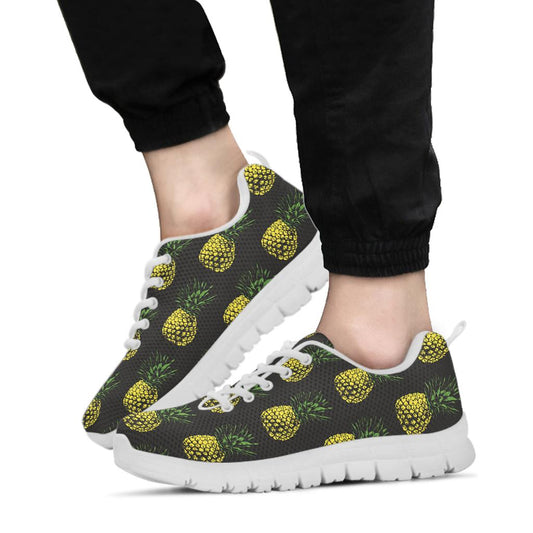 Gold Pineapple Sneakers White Bottom Shoes