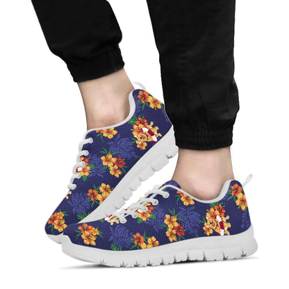 Hawaiian Themed Pattern Print Design H02 Sneakers White Bottom Shoes
