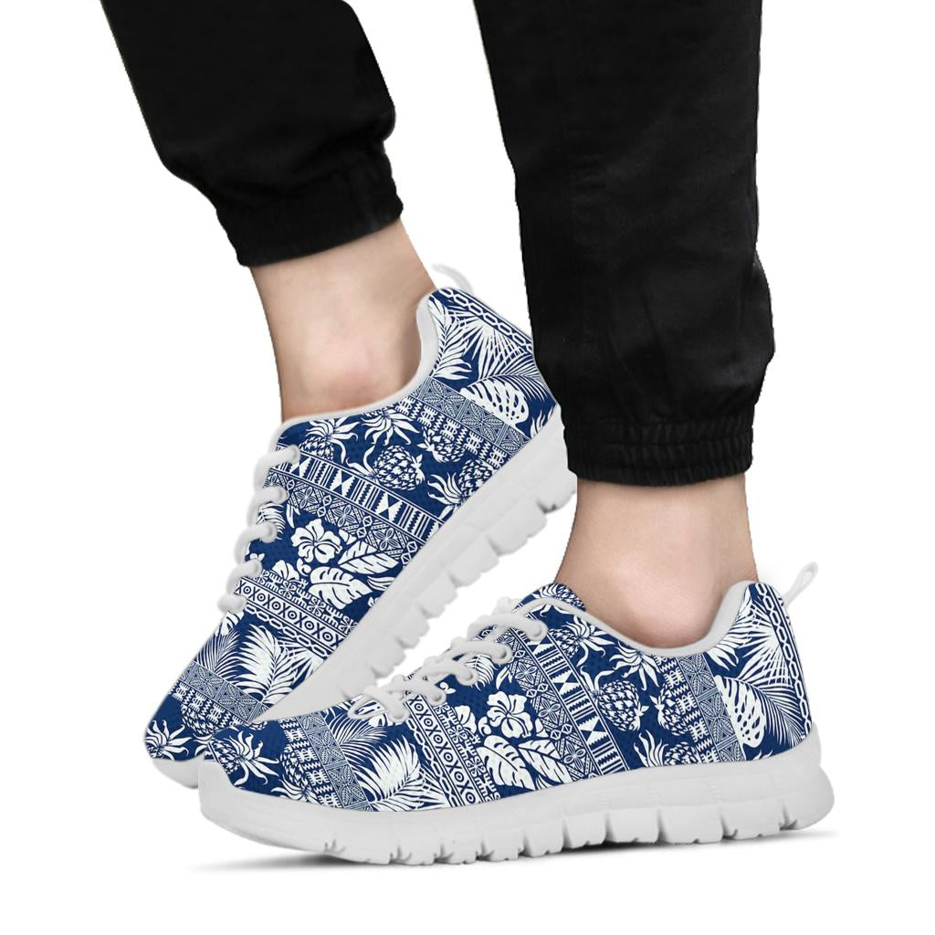 Hawaiian Themed Pattern Print Design H020 Sneakers White Bottom Shoes