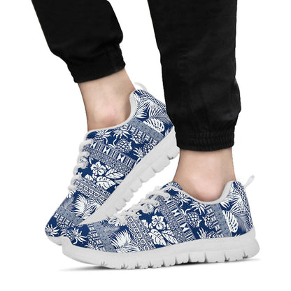 Hawaiian Themed Pattern Print Design H020 Sneakers White Bottom Shoes