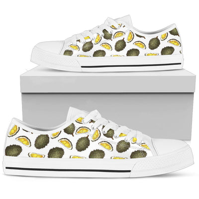 Durian Pattern Print Design DR03 White Bottom Low Top Shoes