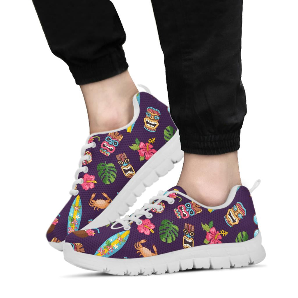Hawaiian Themed Pattern Print Design H024 Sneakers White Bottom Shoes