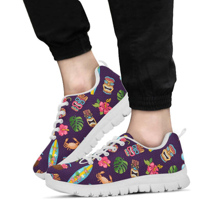 Hawaiian Themed Pattern Print Design H024 Sneakers White Bottom Shoes