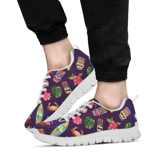 Hawaiian Themed Pattern Print Design H024 Sneakers White Bottom Shoes